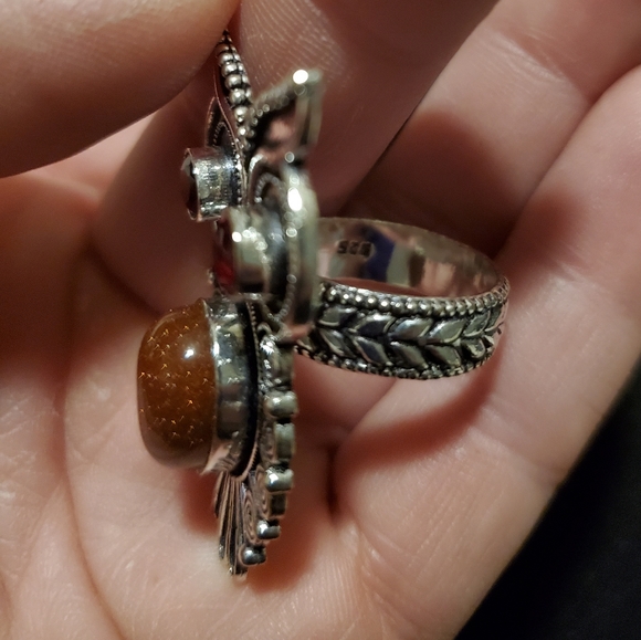 New Mystical Owl Garnet & Sun Sitara 925 Silver Ring. - Picture 4 of 8